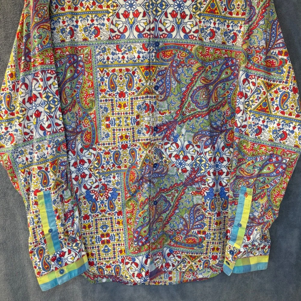 Robert Graham Mens XL Paisley Patchwork Long Sleeve Button Down Shirt Multi